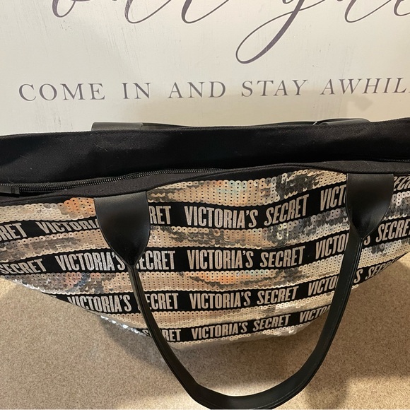 Victoria's Secret Black and Silver Sequin Tote Bag - Picture 8 of 10